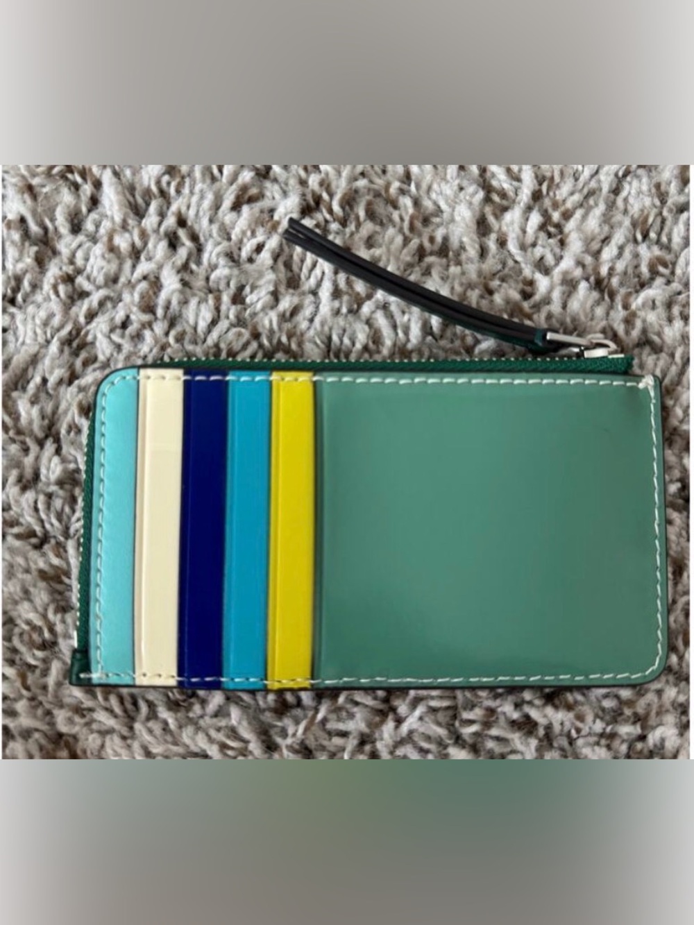 Tory Burch Robinson Spazzaloto Leather Card Case in Green Multicolor - Picture 3 of 4